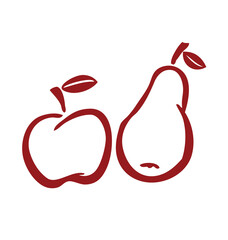 hand drawn stylized apple and pear