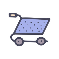 shopping trolley color vector doodle simple icon