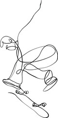 the vector illustration sketch of the skateboarder doing trick on the skateboard