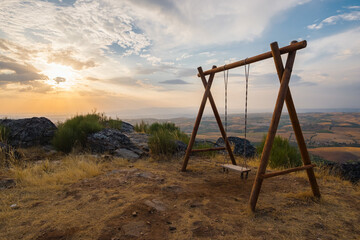 Naklejka premium high mountain swing