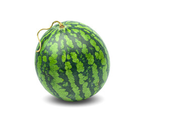 whole and slice yellow watermelon isolated on white