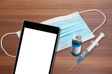 Mobile phone with a blank screen for digital covid-19 vaccination certificate