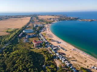 Aerial view of Gradina (Garden) Beach near town of Sozopol, Bulgaria