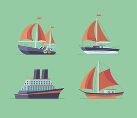 Ships and boats symbol set