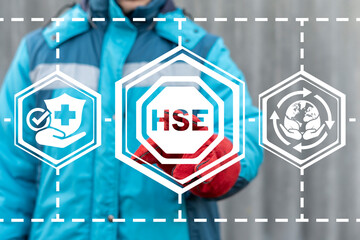 Concept of HSE Health Safety Environment.