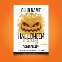watercolor halloween party poster template vector design illustration