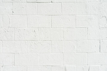 White painted brick wall surface close-up. Urban background, copy space