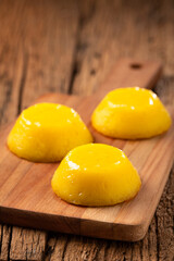 Quindim. Traditional Portuguese egg-based dessert.