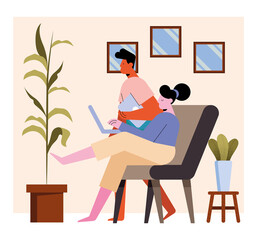 woman and man with laptop