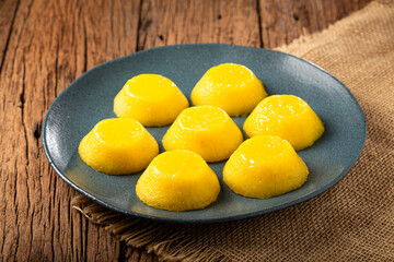 Quindim. Traditional Portuguese egg-based dessert.