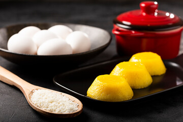 Quindim. Traditional Portuguese egg-based dessert.