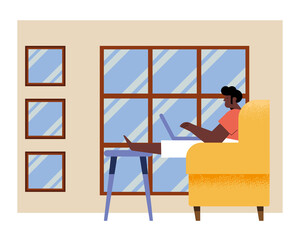 man with laptop in couch