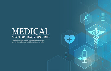Abstract modern hexagon icons medical background