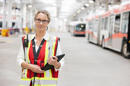 Portrait Confident Female Supervisor In Maintenance Facility