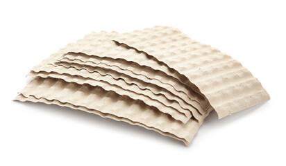 Pieces of cardboard on white background
