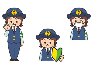 婦人警官　求人募集　初心者マーク　マスク着用