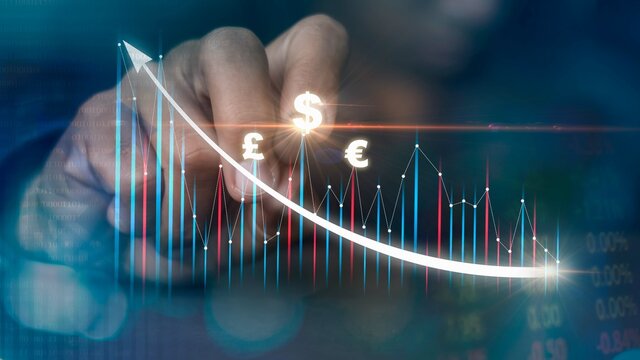 Businessman's hand using a check pen Choose an infographic showing successful business growth.