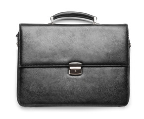 Male leather briefcase on white background