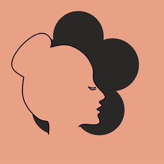 silhouette of a person and flower. Beauty logo design vector.