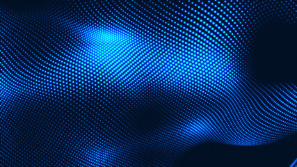 Fototapeta na wymiar Abstract dot white blue wave gradient texture technology background.