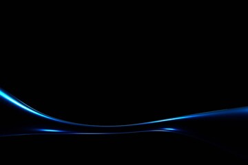Glow blue light effect on black background.  3D rendering.