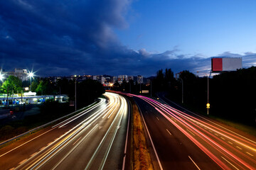 highway at night long exposure cars lights