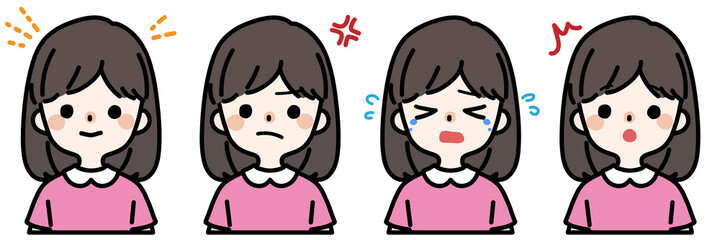 人物表情セット_私服の女の子