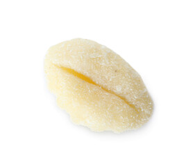Raw gnocchi on white background
