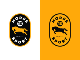 horse sport badge logo design concept