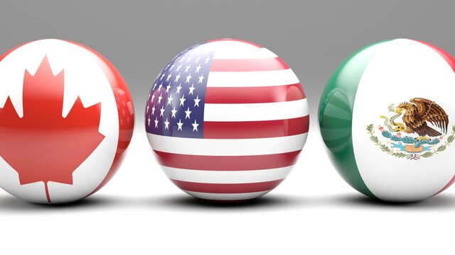USMCA trade agreement balls flags