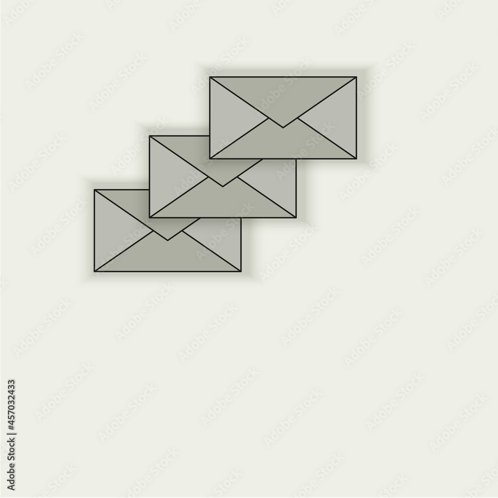 Poster grey envelope icon set. email message emblem. communication symbol. computer sign. vector illustrati