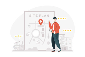 Property sales explain real estate site plan on illustration concept