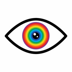 Abstract color eyeball with black eyelid. Futuristic background. Design art concept. Vector illustration. Stock image