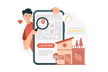 Search real estate location for marketing property business illustration concept