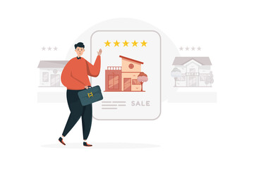 Property sales explain the best house for sale on illustration concept