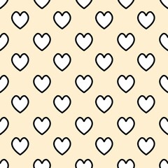 seamless pattern of white heart shape on yellow background