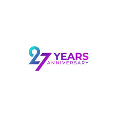 27 years anniversary logo number vector illustration - obrazy, fototapety, plakaty