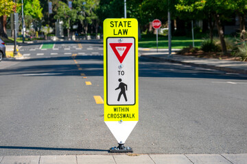 State Law Yield for Pedestrians Within Crosswalk reboundable road sign