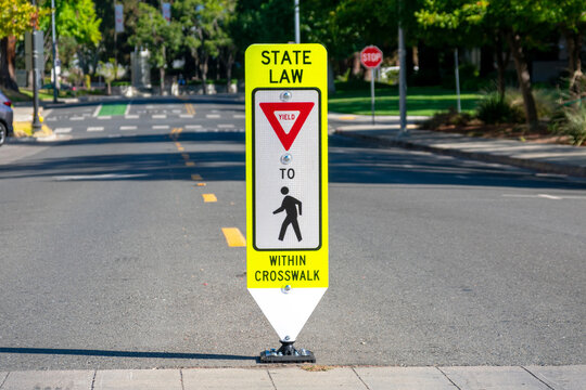 State Law Yield for Pedestrians Within Crosswalk reboundable road sign