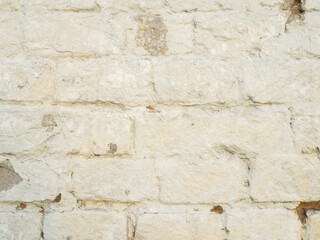 Old white brick wall. Kremlin wall