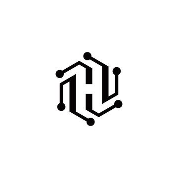 H Initial Technology Logo Design Vector Template