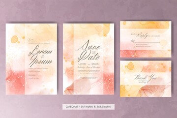 Abstract Watercolor Wedding Invitation Card with Pastel Color and Colorfull Fluid Art Painting Design