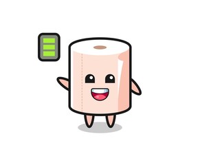 tissue roll mascot character with energetic gesture