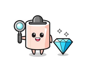 Illustration of tissue roll character with a diamond