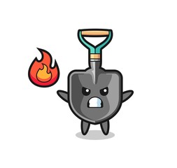 shovel character cartoon with angry gesture