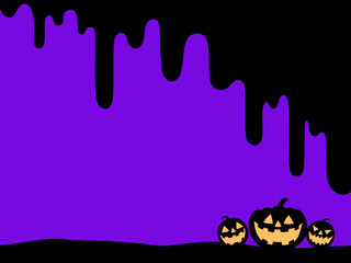 紫色に黒がたれてるシルエットのジャックオーランタン

