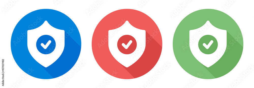 Aufkleber Shield with checkmark icon on button design.