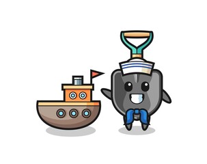 Character mascot of shovel as a sailor man