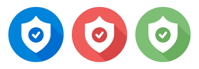 Shield with checkmark icon on button design. - obrazy, fototapety, plakaty