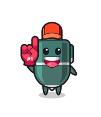 ballpoint pen illustration cartoon with number 1 fans glove